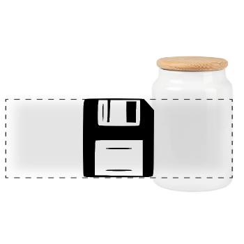 Floppy Disk Computer Retro Gift - Panoramic Cookie Jar with Wooden Lid - white - Front