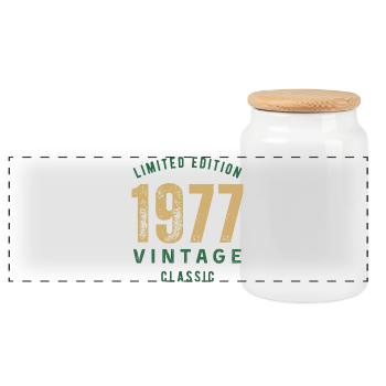 Édition limitée 1977 Vintage Classic Anniversaire - Boîte à biscuits avec couvercle en bois - blanc - Devant