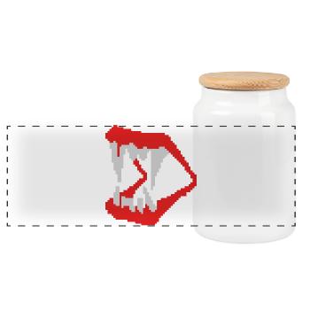 Dents vamp 8 bits - Boîte à biscuits avec couvercle en bois - blanc - Devant