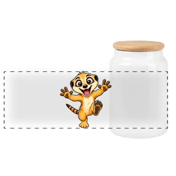 Idée de cadeau - Suricate drôle - Boîte à biscuits avec couvercle en bois - blanc - Devant