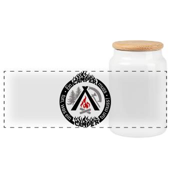 Camper funny saying 3-color individual config - Panoramic Cookie Jar with Wooden Lid - white - Front