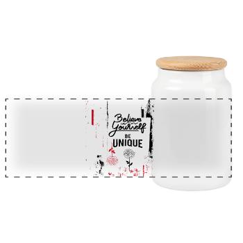 Believe in yourself - Panoramic Cookie Jar with Wooden Lid - white - Front