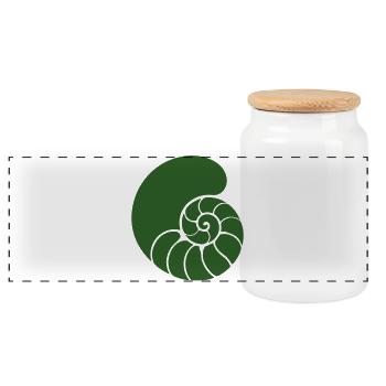 Motif de Nautilus en spirale verte - Boîte à biscuits avec couvercle en bois - blanc - Devant