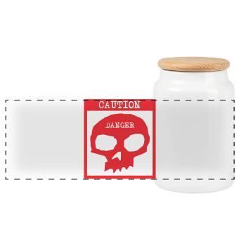 Attention Danger Signal d’avertissement crâne - Boîte à biscuits avec couvercle en bois - blanc - Devant