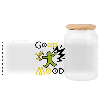Personnage joueur vert et jaune explosif - Boîte à biscuits avec couvercle en bois - blanc - Devant