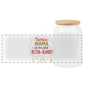 Tschüss Mama, Kita-Kind! - Panorama Keksdose mit Holzdeckel - Weiß - Vorne