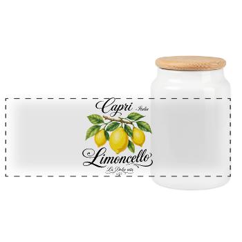 Capri Limoncello Vintage Citron - Boîte à biscuits avec couvercle en bois - blanc - Devant