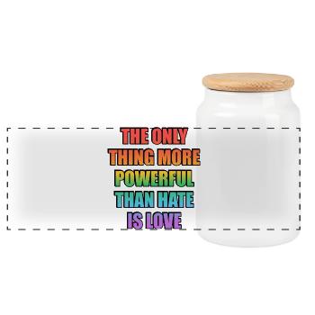 Love Over Hate Rainbow Gradient LGBT Pride - Panorama Keksdose mit Holzdeckel - Weiß - Vorne