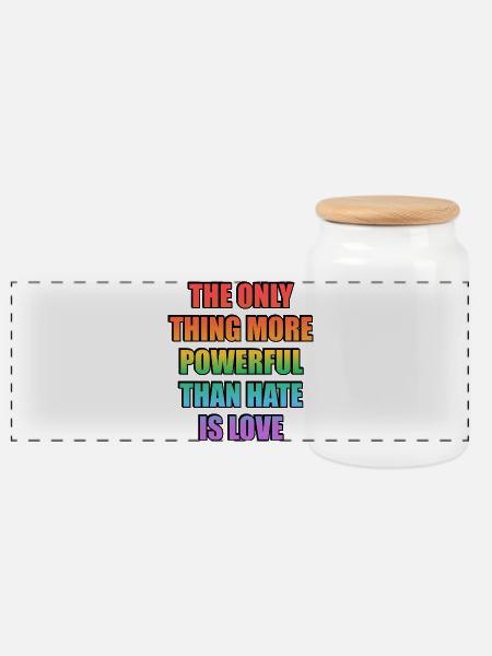 Love Over Hate Rainbow Gradient LGBT Pride - Panorama Keksdose mit Holzdeckel - Weiß