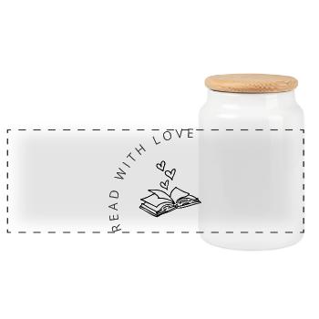 Read with Love - Panorama Keksdose mit Holzdeckel - Weiß - Vorne