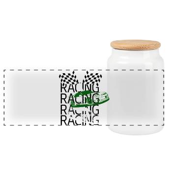 Racing - Panorama Keksdose mit Holzdeckel - Weiß - Vorne
