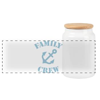 Family Crew (Anker / Schiffscrew / Sky Blue) - Panorama Keksdose mit Holzdeckel - Weiß - Vorne