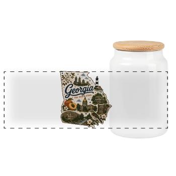 Georgia Peach State Vintage-Kartenaufkleber - Panorama Keksdose mit Holzdeckel - Weiß - Vorne