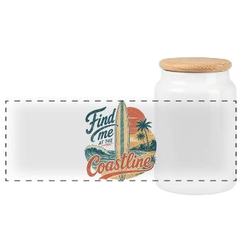 Find me at the coastline - Panorama Keksdose mit Holzdeckel - Weiß - Vorne