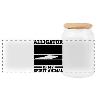 Alligator Spirit Animal - Panorama Keksdose mit Holzdeckel - Weiß - Vorne