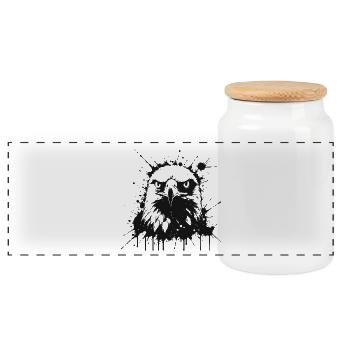 Black Splash Eagle - Panoramic Cookie Jar with Wooden Lid - white - Front