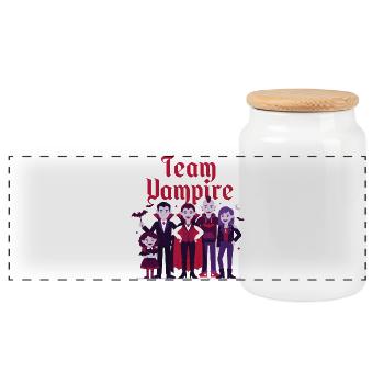 Team Vampire Family - Panorama Keksdose mit Holzdeckel - Weiß - Vorne