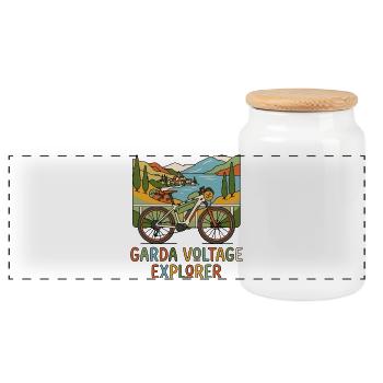 Boho E-Bike Gardasee Explorer - Panorama Keksdose mit Holzdeckel - Weiß - Vorne