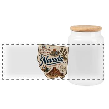 Nevada Silver State Vintage Las Vegas Aufkleber - Panorama Keksdose mit Holzdeckel - Weiß - Vorne