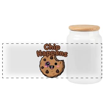 Chip Happens Keks - Panorama Keksdose mit Holzdeckel - Weiß - Vorne