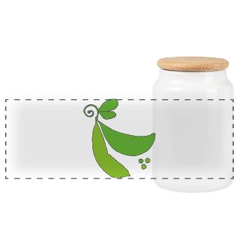 Grüne Erbsenschote Silhouette - Panorama Keksdose mit Holzdeckel - Weiß - Vorne