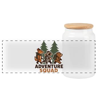 Hiking - Adventure Squad - Panoramic Cookie Jar with Wooden Lid - white - Front