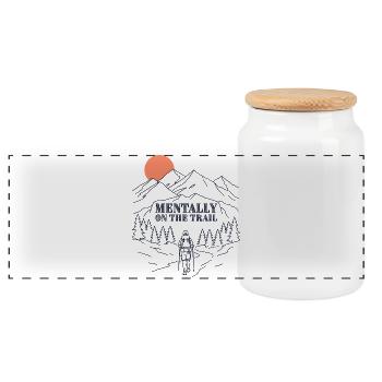 Mountains - Mentally on the Trail - Panoramic Cookie Jar with Wooden Lid - white - Front