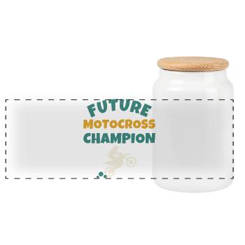 Future Motocross Champion Kids - Panoramic Cookie Jar with Wooden Lid - white - Front