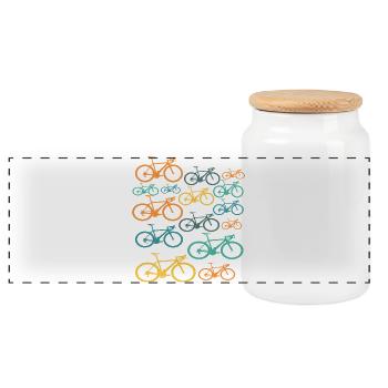 Cycliste Vélo Vintage - Boîte à biscuits avec couvercle en bois - blanc - Devant
