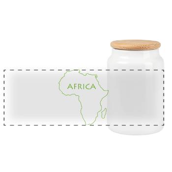 Afrika Umriss in Grün Linienkunst - Panorama Keksdose mit Holzdeckel - Weiß - Vorne