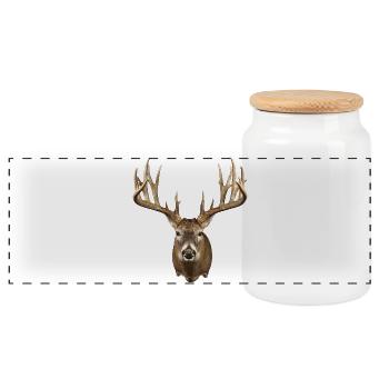 Deer Head with Majestic Antlers - Panoramic Cookie Jar with Wooden Lid - white - Front
