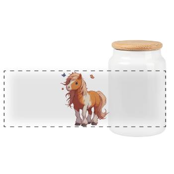 Bangs with butterflies - Panoramic Cookie Jar with Wooden Lid - white - Front
