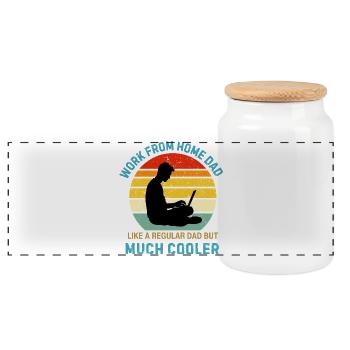 Funny Remote Worker Computer Work From Home Gift - Panoramic Cookie Jar with Wooden Lid - white - Front