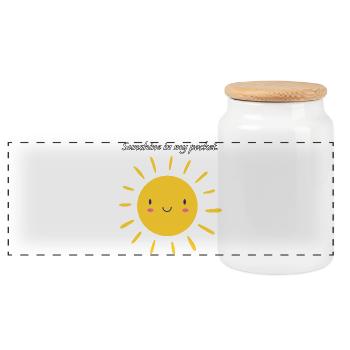 Sunshine in my pocket. - Panoramic Cookie Jar with Wooden Lid - white - Front