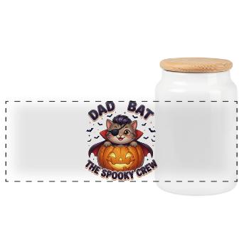 Dad Bat The Spooky Crew - Panoramic Cookie Jar with Wooden Lid - white - Front