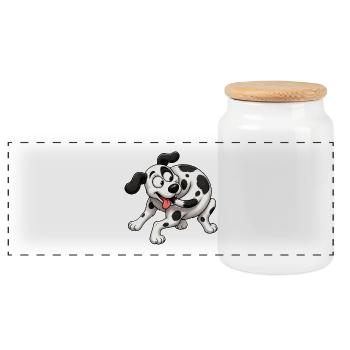 Dizzy Dalmatian Tail Chasing Tornado - Panoramic Cookie Jar with Wooden Lid - white - Front
