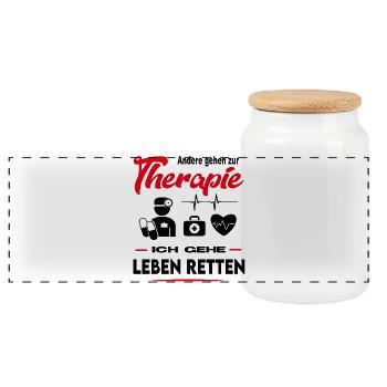 Arzt Ärztin Sanitäter Rettung Beruf Arbeit - Panorama Keksdose mit Holzdeckel - Weiß - Vorne