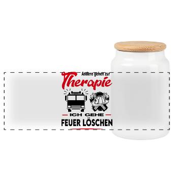 Feuerwehrmann Feuerwehrfrau Feuer löschen Beruf - Panorama Keksdose mit Holzdeckel - Weiß - Vorne