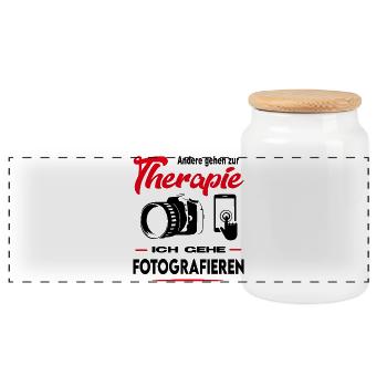 Fotograf Photograph Fotografin Arbeit Beruf - Panorama Keksdose mit Holzdeckel - Weiß - Vorne