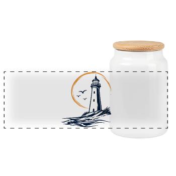 Hirtshals Leuchtturm – Dänische Küste - Panorama Keksdose mit Holzdeckel - Weiß - Vorne