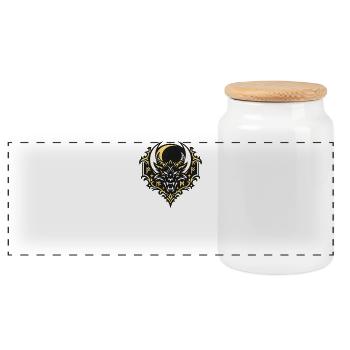 Dragon crown with runic ornaments - Panoramic Cookie Jar with Wooden Lid - white - Front