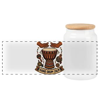HAND DRUM CALM - Panoramic Cookie Jar with Wooden Lid - white - Front