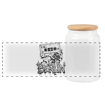 Berlin Kassette Retro Rap Design - Panorama Keksdose mit Holzdeckel - Weiß - Vorne