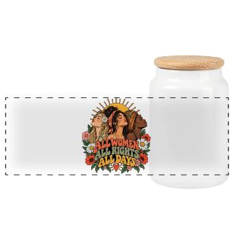 "All Women All Rights" - Panorama Keksdose mit Holzdeckel - Weiß - Vorne