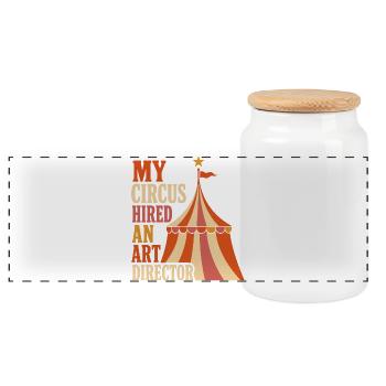 My Circus Hired an Art Director - Panorama Keksdose mit Holzdeckel - Weiß - Vorne