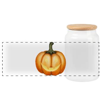 Halloween Kürbis Illustration - Panorama Keksdose mit Holzdeckel - Weiß - Vorne