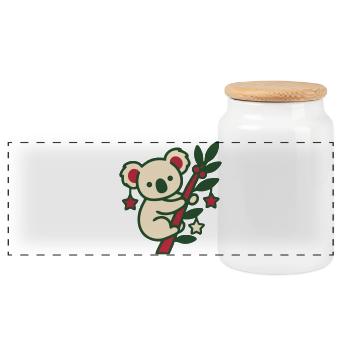 Koala Weihnachten Clipart - Panorama Keksdose mit Holzdeckel - Weiß - Vorne