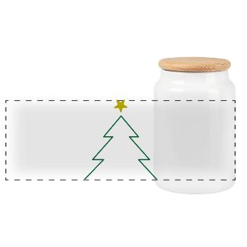 Weihnachtsbaum mit Stern - Schlichter Tannenbaum - Panorama Keksdose mit Holzdeckel - Weiß - Vorne