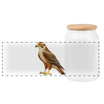 Rotschwanzbussard - Panorama Keksdose mit Holzdeckel - Weiß - Vorne