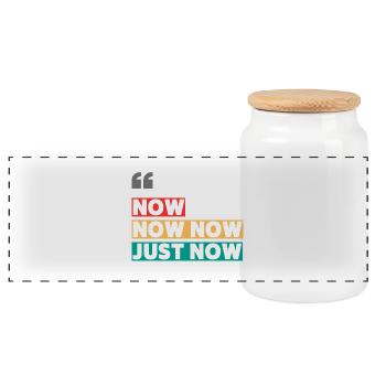 now now - Panoramic Cookie Jar with Wooden Lid - white - Front